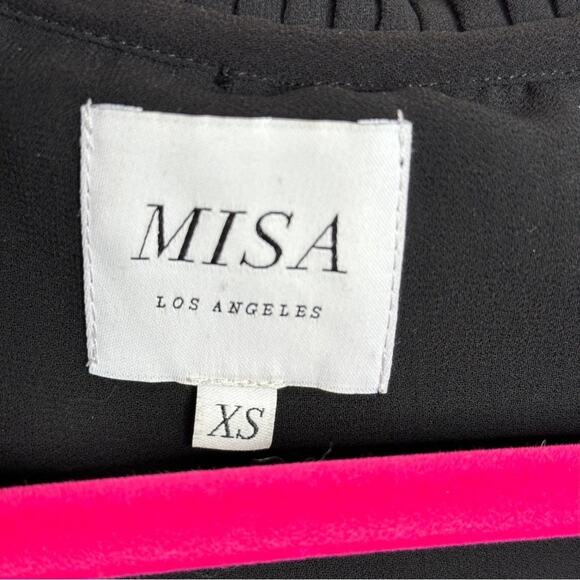 MISA LOS ANGELES Azmina Pleated Chiffon Dress Black {BB9} - Picture 6 of 7